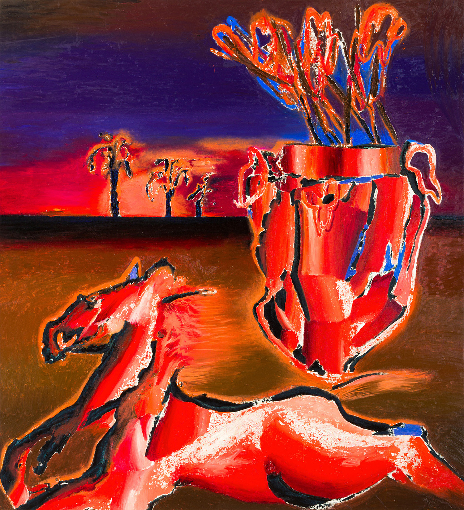 HUMINILOWICZ Vanda_21_Ló amfórával_2024_olaj, vászon_160x155 cm