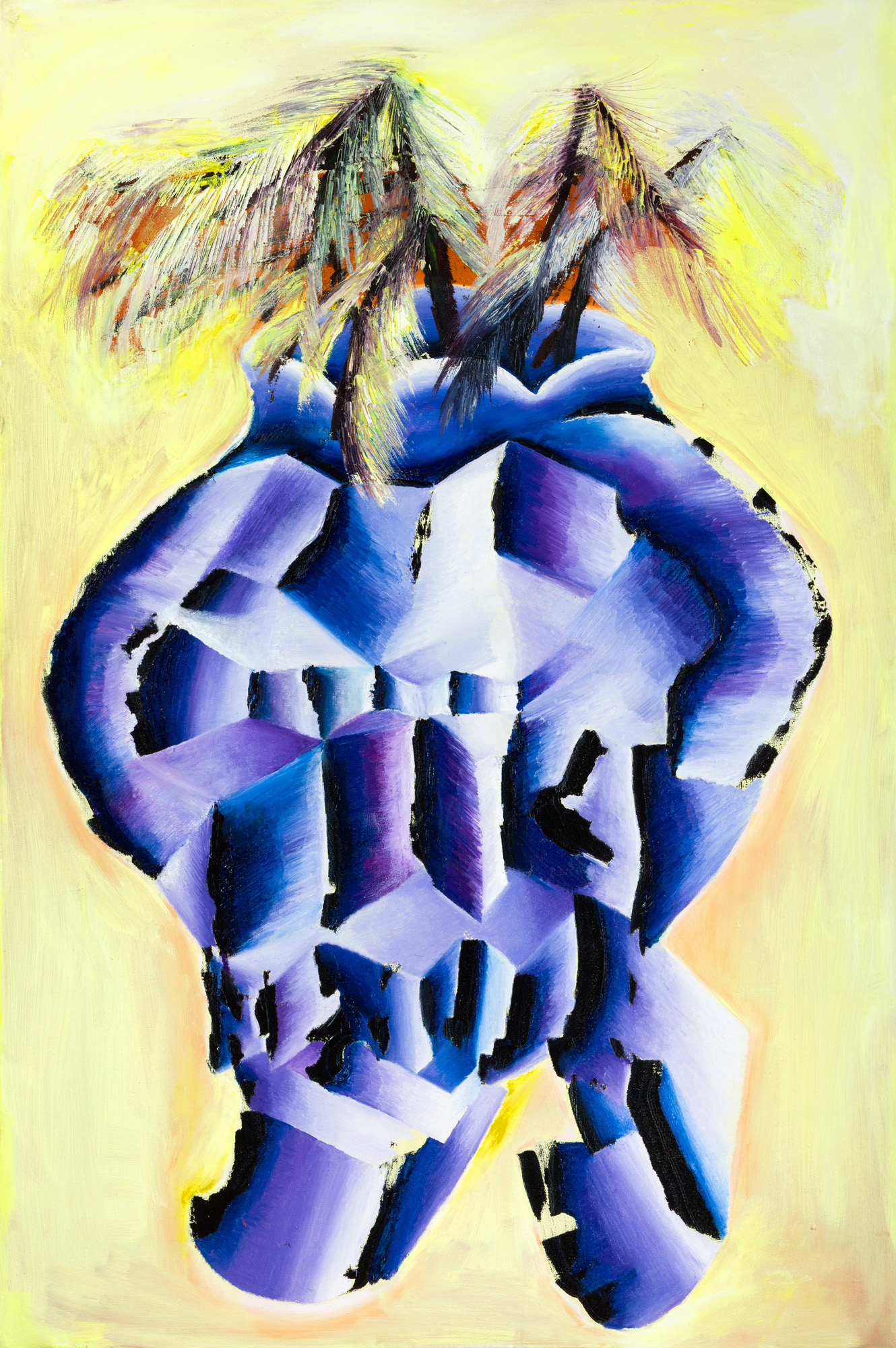 HUMINILOWICZ Vanda_23_Amfóra ezüst fenyő ágakkal_2024_olaj, vászon_120x90 cm2