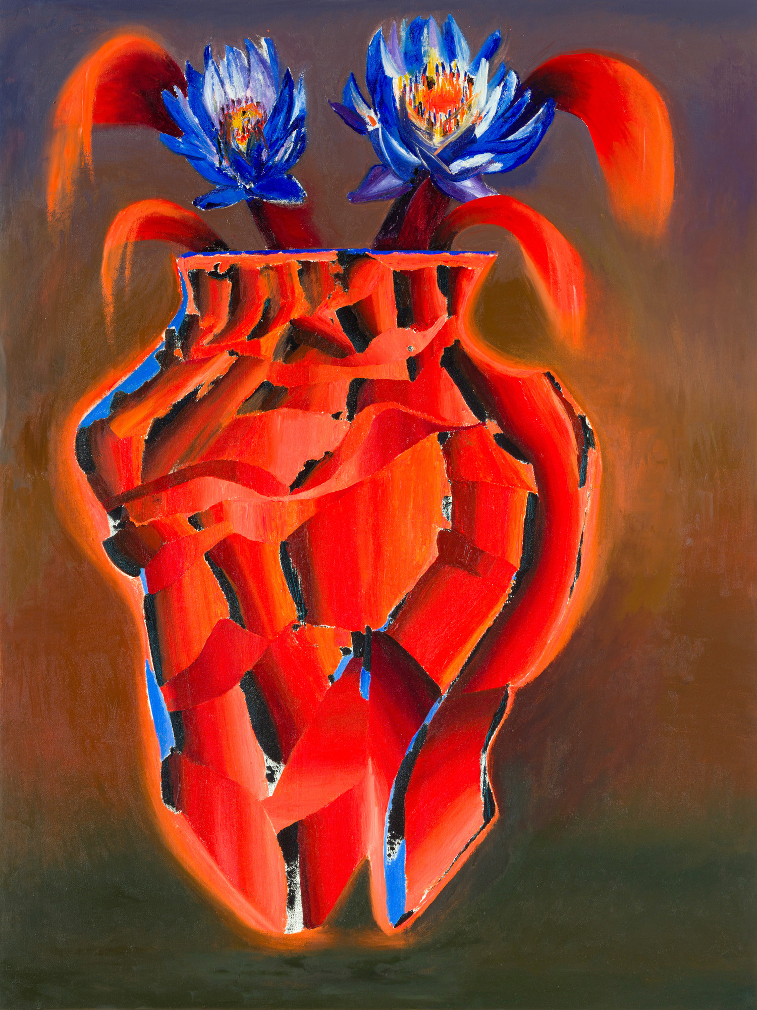 HUMINILOWICZ Vanda_24_Amfóra kék lótusszal_2024_olaj, vászon_120x90 cm2