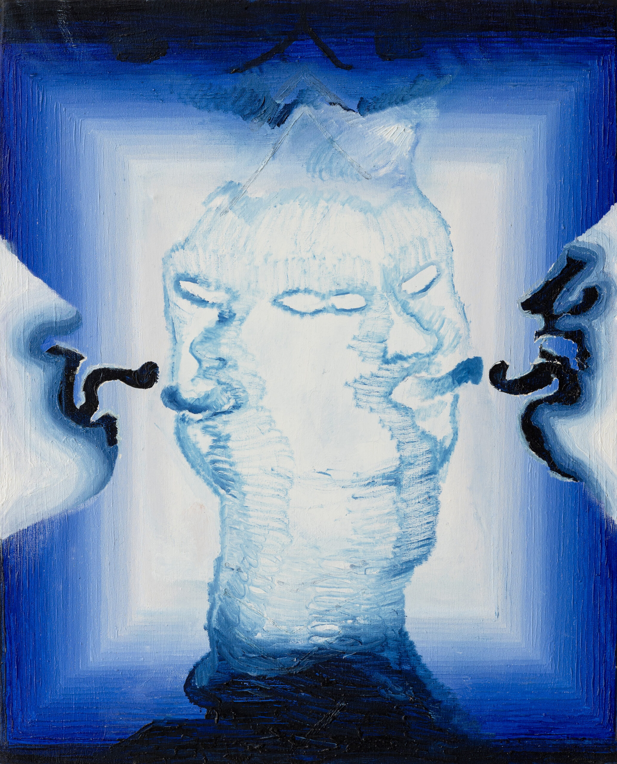 HUMINILOWICZ Vanda_7_With one face she look into the one reality and another face she look into another reality 1_2023_olaj, vászon_50x40 cm