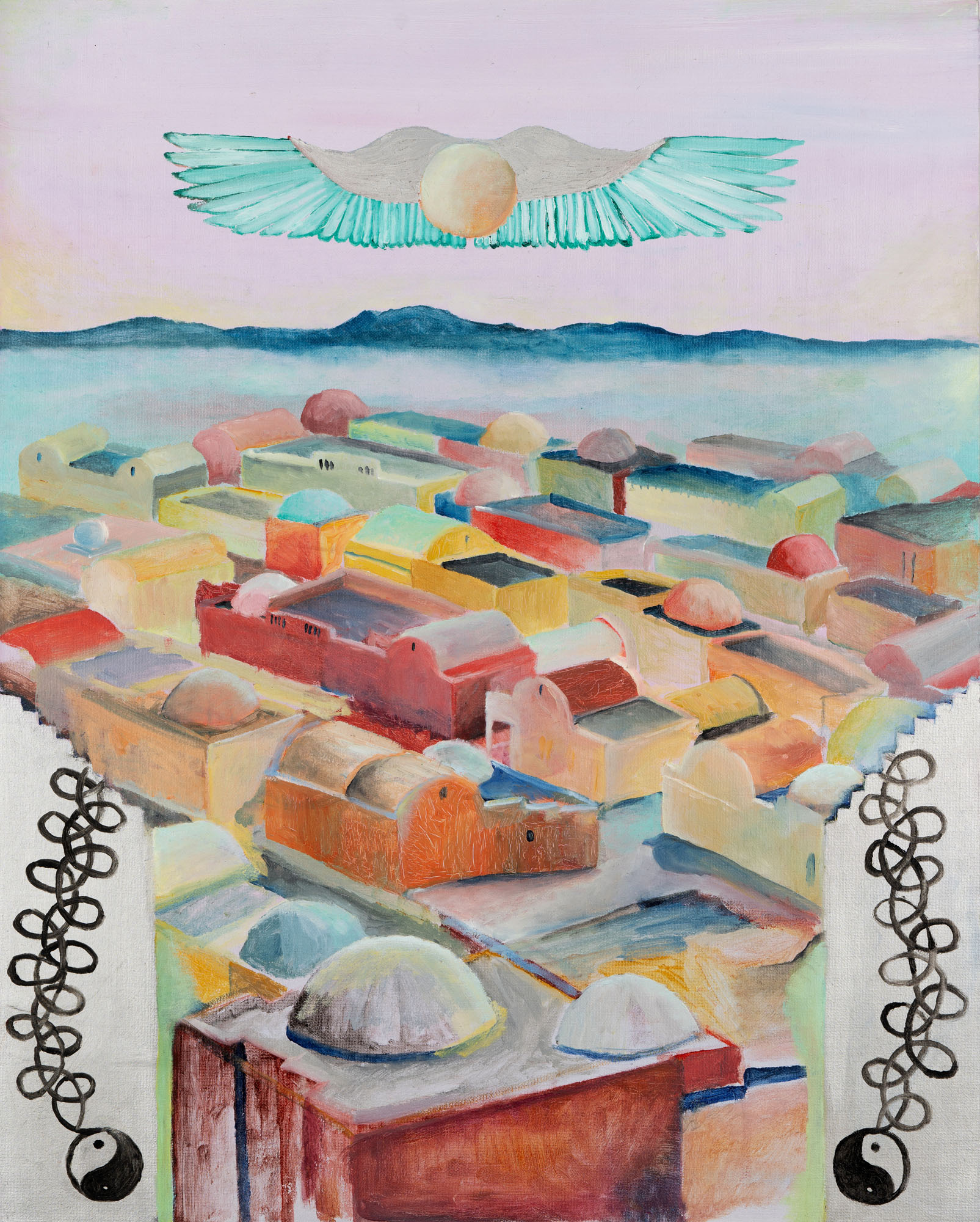 TÁNCOS Anna_18_Ahura mazda at Sun city_2024_olaj, farost_50×40 cm