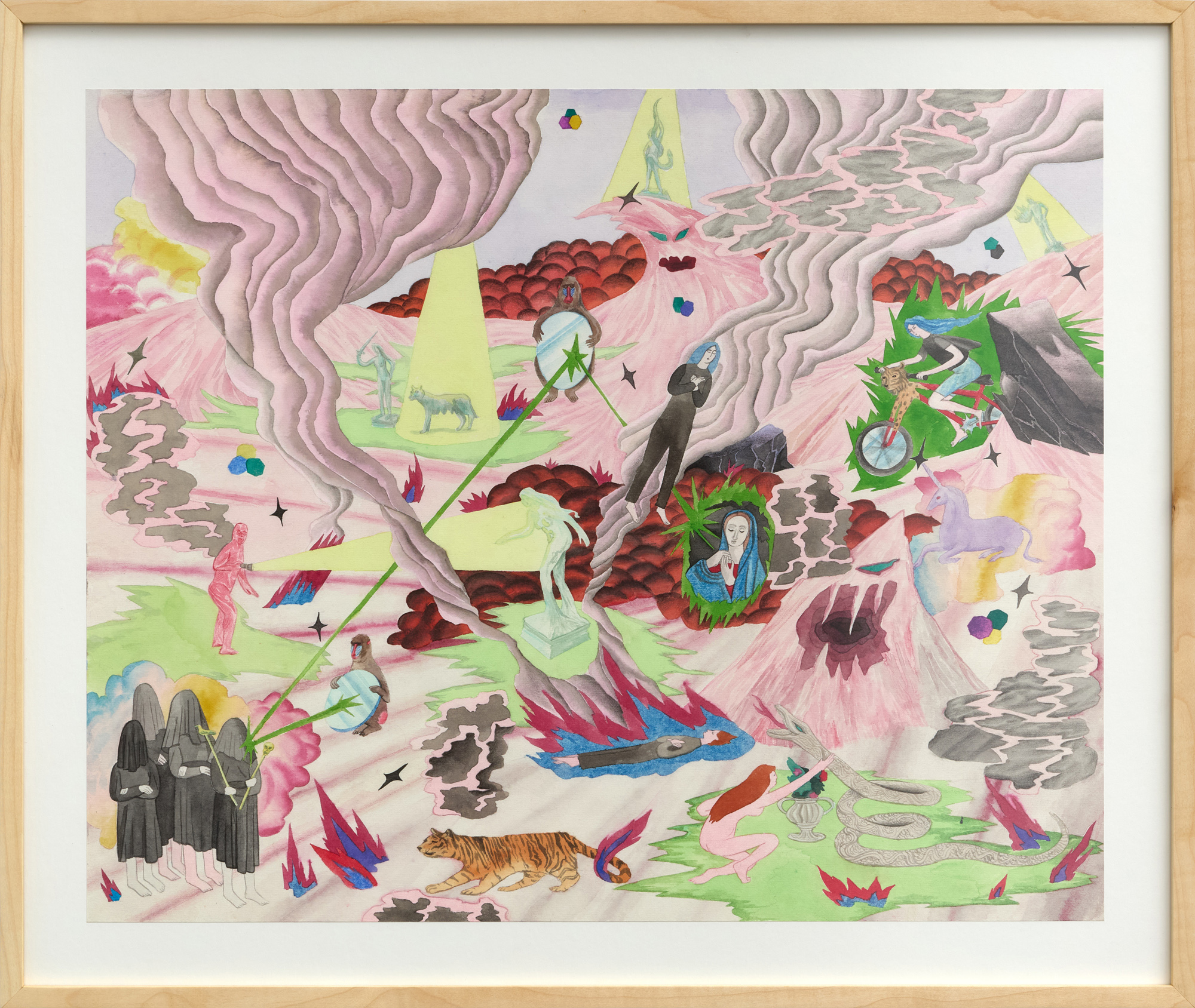 MÁRVÁNY Berta_4_Sugar candy mountain_2025_akvarell, tinta, ceruza, ételfesték, papír_53×64 cm_1