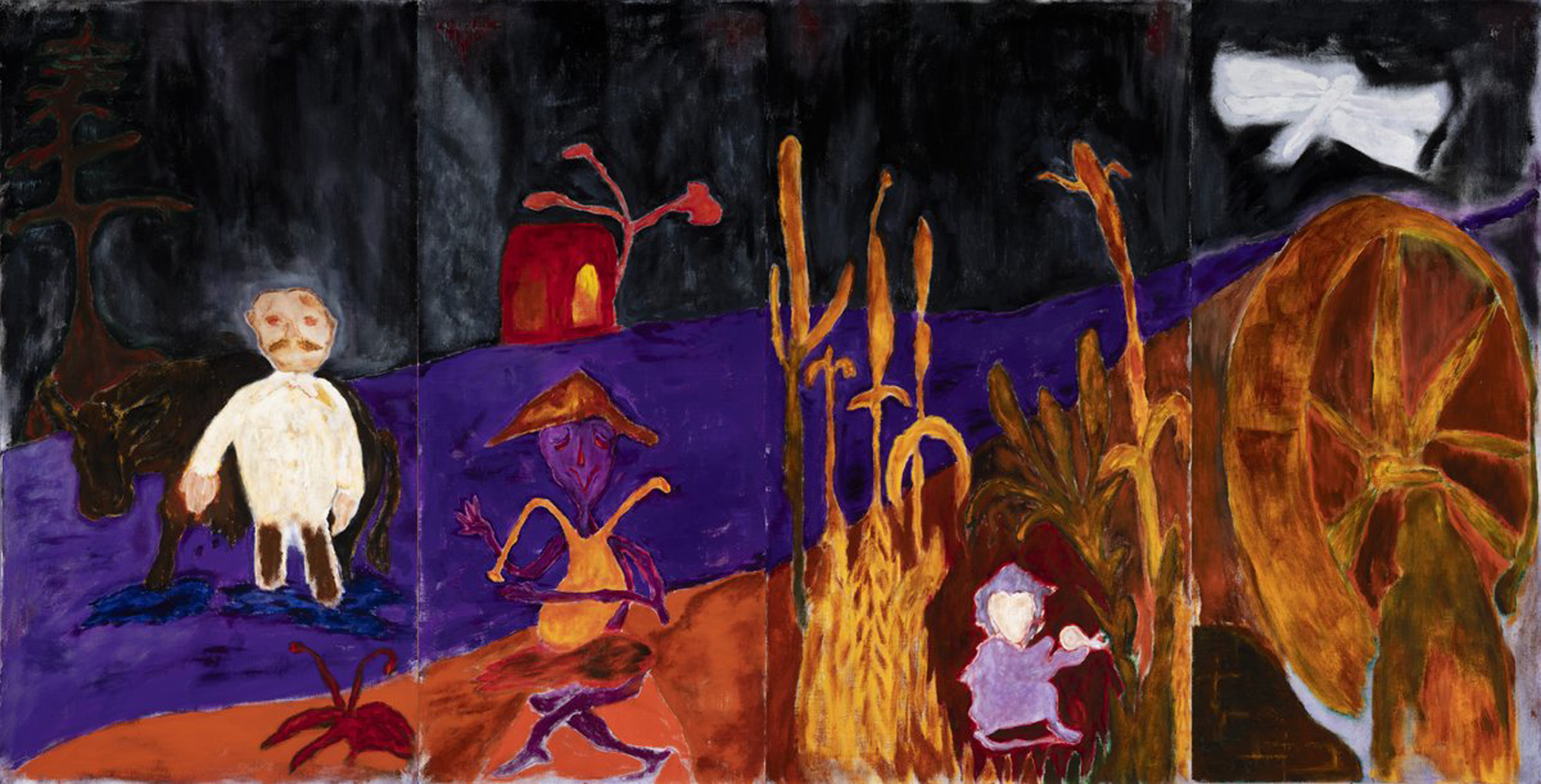 ULBERT Ádám_10_Bivalyháton_2021_olaj, vászon_160×500 cm