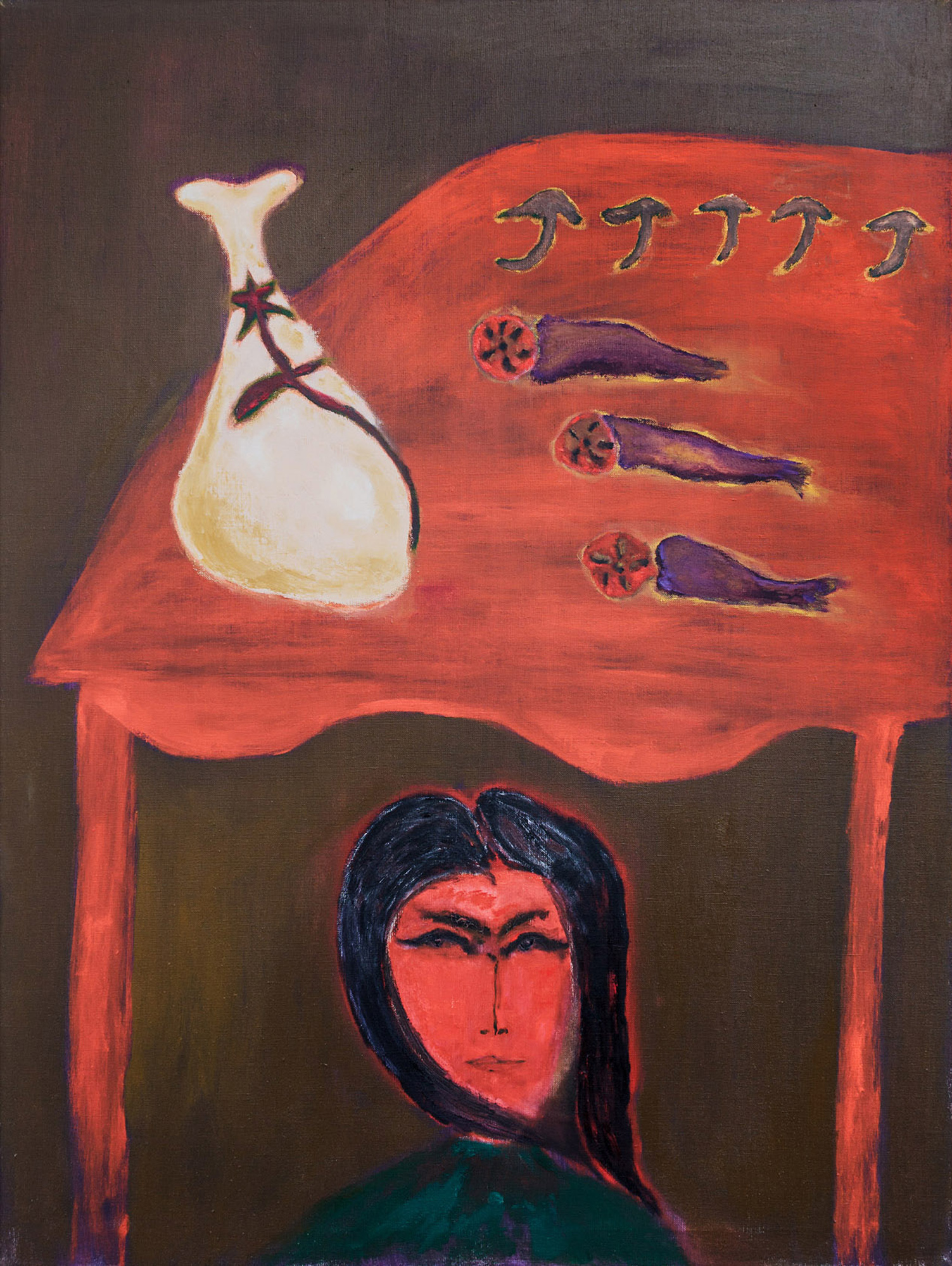 ULBERT Ádám_9_Yumee az asztal alatt_2020_olaj, vászon_120×90 cm